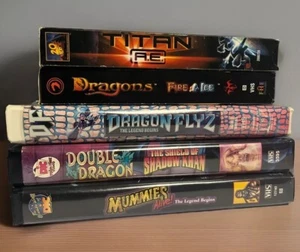 Retro VHS Lot of 5 Animated - Dragon Flyz, Double Dragon, Mummies Alive, & More - Picture 1 of 8