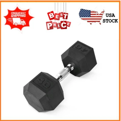Barra CAP, mancuerna hexagonal de goma de 40 lb, individual Foto 1 de 4