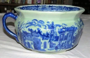 Victoria Ware 9 x 5.3/4 inch Flow Blue Style Chamber Pot Guzunder - Picture 1 of 4