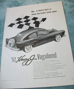 1952 52 Kaiser HENRY J Vagabond large magazine car ad -"An American sports car" - Bild 1 von 1