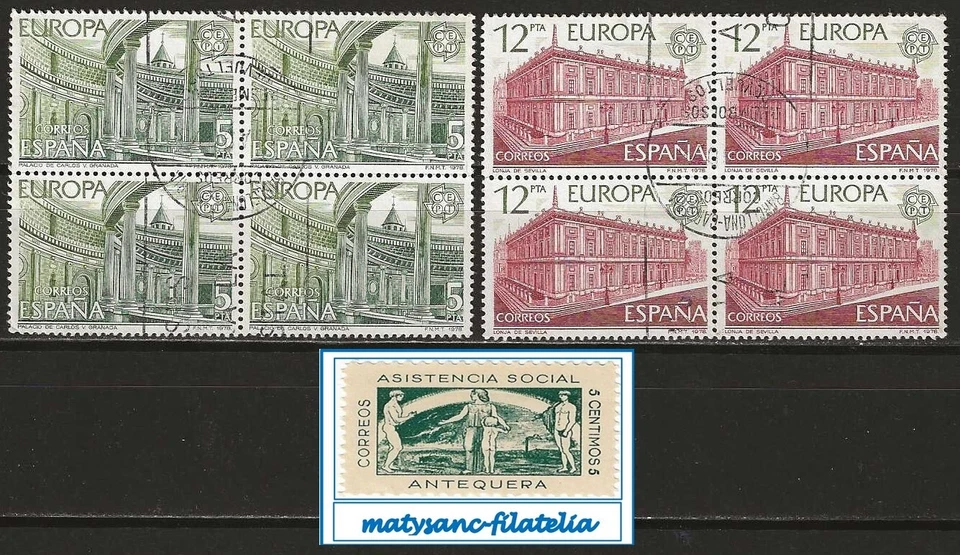 ESPAÑA 1978. EDIFIL 2474/2475. SERIE COMPLETA EN BLOQUE DE 4 ”EUROPA-CEPT" USADO - Imagen 1 de 1
