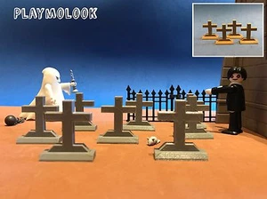 LOTE 4 CRUCES LÁPIDAS Gravestones Croix OESTE MEDIEVAL PLAYMOBIL NO INCLUIDO - Imagen 1 de 3