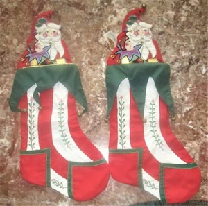 House of Hatten D CALLA Christmas Applique Stockings Santa Claus & Jester 24" - Picture 1 of 3