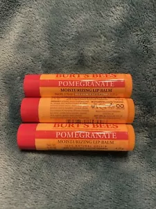 3PK Burt's Bees POMEGRANATE Moisturizing Lip Balm 100% Natural Origin - Picture 1 of 3