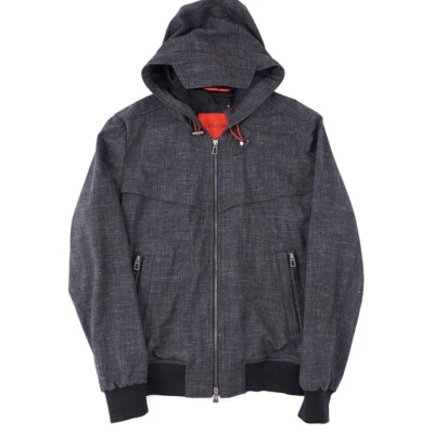 Isaia Dark Gray Melange Wool-Silk-Linen Jacket with Hood M (Eu 48) NWT Imperfect - Image 1 of 4