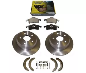 REAR BRAKE DISCS PADS PARKING SHOES w/HARDWARE for JEEP GRAND CHEROKEE WJ 99-04 - Picture 1 of 2