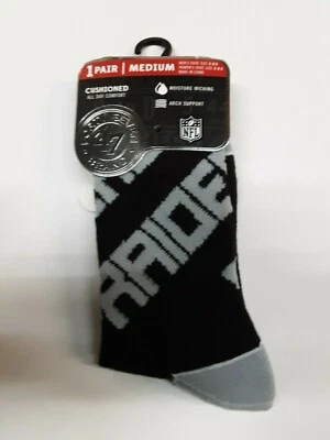 Las Vegas Raiders NFL Helix Socks, 1 Pair, Size Medium men size 5-8.5 - Image 1 of 2