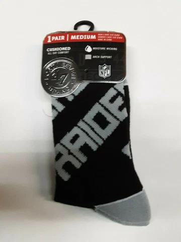 Las Vegas Raiders NFL Helix Socks, 1 Pair, Size Medium men size 5-8.5 Cover