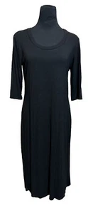 Sonnet James Black Play Knit Dress Classic 3/4 Sleeve Rayon Spandex  M - Picture 1 of 6