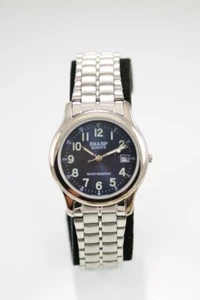 Sharp Men Watch Stainless Steel Silver Water Resistant Battery Date Blue Quartz - Picture 1 of 6