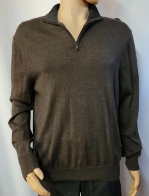 Suéter Mario Gilbert Para Hombres Talla Extra L Marrón Lana Merino Cuarto Cremallera LS #WM1 Foto 1 de 4
