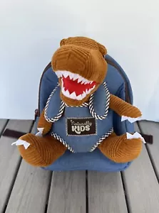 Naturally KIDS Small Dinosaur Backpack - T-REX Toy for Kids Blue Brown Plush NEW - Picture 1 of 4