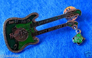 TOKYO BIRTHDAY ZODIAC AQUARIUS WATER PENDANT DOUBLE GUITAR Hard Rock Cafe PIN - Picture 1 of 1