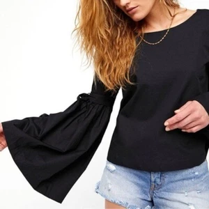 Free People So Obviously Yours Button Down Blouse Large Witchy Goth Bell Sleeve - Picture 1 of 15
