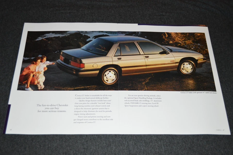 1991 CHEVY CORSICA LT ORIGINAL DEALER SALES BINDER INSERT PRINT AD 91 - Image 1 of 1