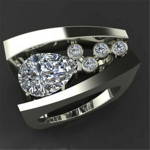 Fashion 925 Silver White Topaz Wedding Engagement Ring Women Men Jewelry Sz 6-10