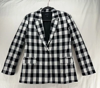 Blazer halógeno a cuadros negro blanco búfalo a cuadros estampado chaqueta talla S Foto 1 de 4