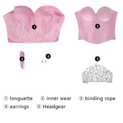 Cosplay 派对化装邪恶第一部分 Glinda Cosplay 服装成人万圣节 — 第 1/4 张图片