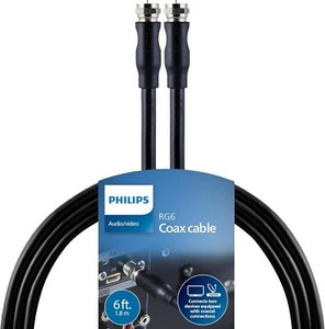 PHILIPS RG6 Dual Shield Koaxialkabel 4er-Pack, 6 Fuß Ideal für TV Antenne DVR Videorecorder - Bild 1 von 4