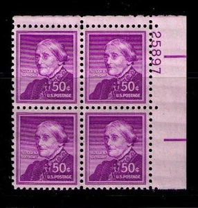 US USA Sc# 1051a MNH FVF PLATE # BLOCK Susan B Anthony Sufferage Dry Print - Picture 1 of 1