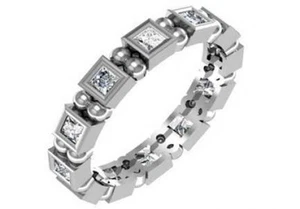 3/4 ct F VS2 square princess diamond bezel set eternity wedding ring white gold - Picture 1 of 2