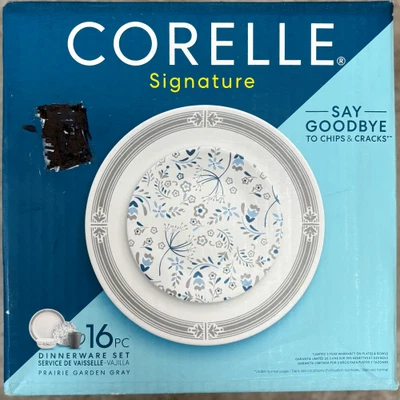 Nuevo juego de vajilla Corelle Signature Prairie Garden gris 16 piezas 1135320 Foto 1 de 4