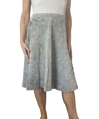 Falda rígida lavado mineral gris línea A acampanada algodón CRY-07 MEDIANA Foto 1 de 4