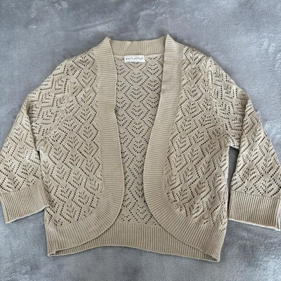 Suéter Ciervo Blanco Mujer Grande Beige Frente Abierto Cárdigan Tejido Patrón Diamante Foto 1 de 4