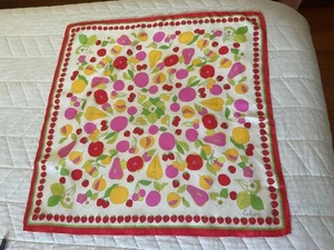 Bufanda de seda eco vintage rosa rojo fruta Japón - Imagen 1 de 4