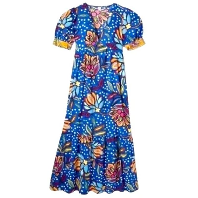 TABITHA BROWN X Target | Blue Floral Polka Dot Tiered Maxi Dress size 4 NEW - Image 1 of 4