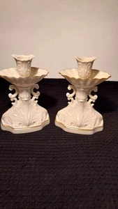 Lenox Aquarius Collection 2 Candle Holders 6" High Preowned - Picture 1 of 10