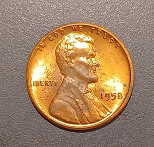 1958 Lincoln Wheat Cent/Penny ohne Münzzeichen USA alt zirkuliert (#4) - Bild 1 von 2