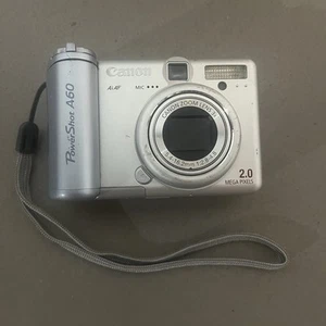 Canon PowerShot A60 Camera 2 MP Silver Not Working For Parts - Picture 1 of 3