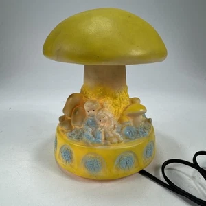 Vtg Edward Mobley Arrow Mushroom Nursery Lamp Rubber Yellow Blue Works HTF - Picture 1 of 15