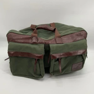 Vintage Winchester Leather Canvas Travel Gear Duffel Bag Green Hunting Training - Picture 1 of 20