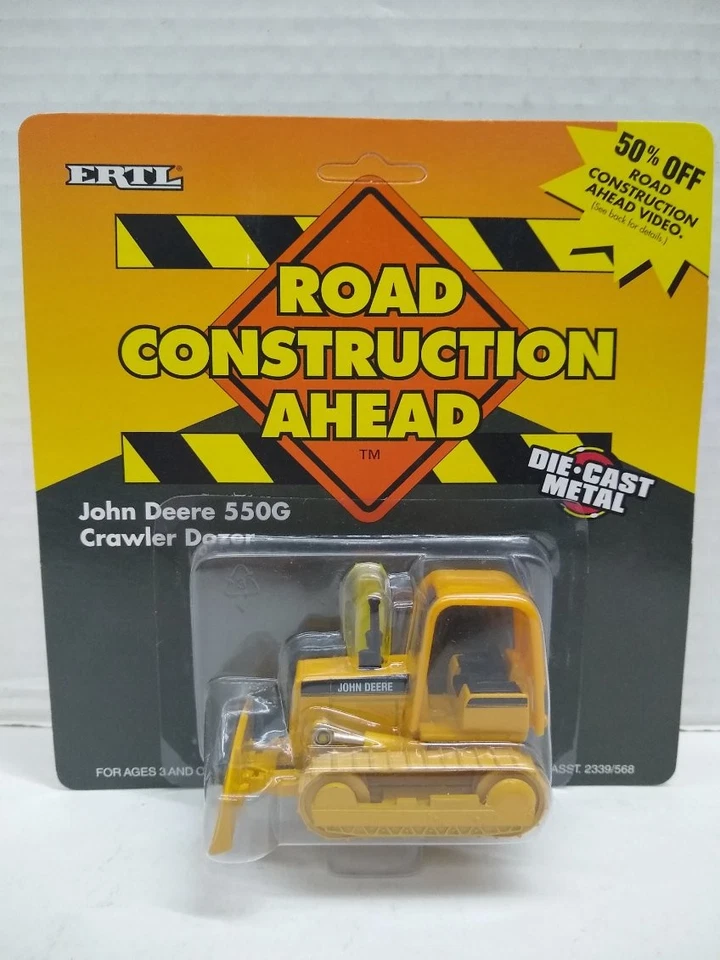 Ertl #568 John Deere 550G Crawler Dozer"Road Construction Ahead" 3 1/4"L Diecast - Image 1 of 1