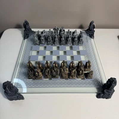 Mystical Creations Dragon Chess Set Battle of the Dragon Realms Glass Mythical - Image 1 of 4