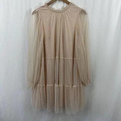 Vestido H&M Rosa Punto Suizo Tul Balletcore Romántico Semi Transparente Para Mujer Talla M Foto 1 de 4