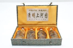 4pc Chinese painted "River Scene" Glass snuff bottle #152 - Picture 1 of 6