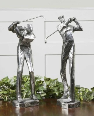 Máximo 19675 Golf Práctica Tiro Golfista Estatuillas Escultura Estatua ~ Juego de 2 Foto 1 de 2