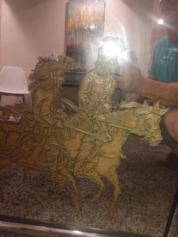 Vintage Hollywood Regency Chinese Asian wood Etched embedded in  Mirror  Frame Cover