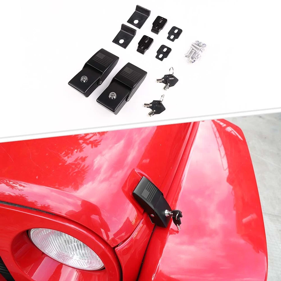 Exterior Hood Latches Hood Lock Catch Decals Fit 2007-2018 Jeep Wrangler JK JL Foto 1 de 4