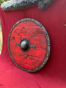 Medieval Wooden Viking 24" Round Shield Heavy Metal Fitted Ready For Battle gift - Picture 1 of 4