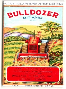 Vintage Bulldozer Firecracker Label on Metal Fridge Magnet 2.5 x 3.5" - Picture 1 of 4