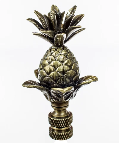 Blooming Pineapple Lamp Finial Antique Brass Metal  3"h Cover