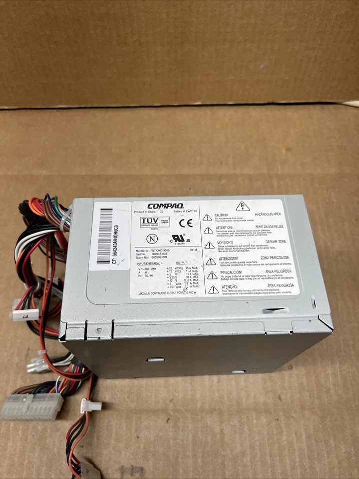 305992-001 Compaq Compaq XW6000 power supply 305992-001 189643-002 WTX460-3505 - Image 1 of 3