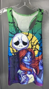 Nightmare Before Christmas Jack & Sally Tree Design Green Tank Top Shirt XL - Picture 1 of 6