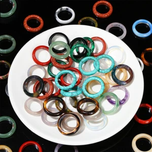 6mm Natural Crystal Chalcedony Gemstone Ring Finger Circle Round Ring Jewellery - Picture 1 of 31