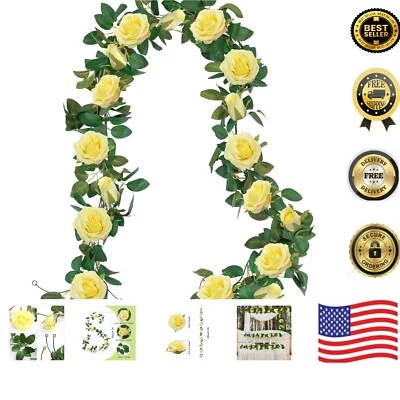 Набор из 3 желтых розовых лоз гирлянд — шелковые цветы 19,5 футов для дома и свадьбы... - Изображение 1 из 4