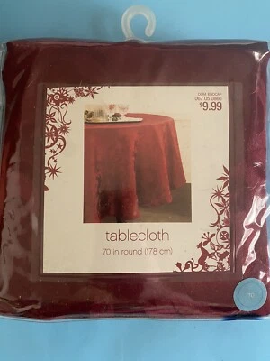 Target 70” Round Tablecloth Burgundy Maroon 2009  Unused Cotton Polyester - Image 1 of 3